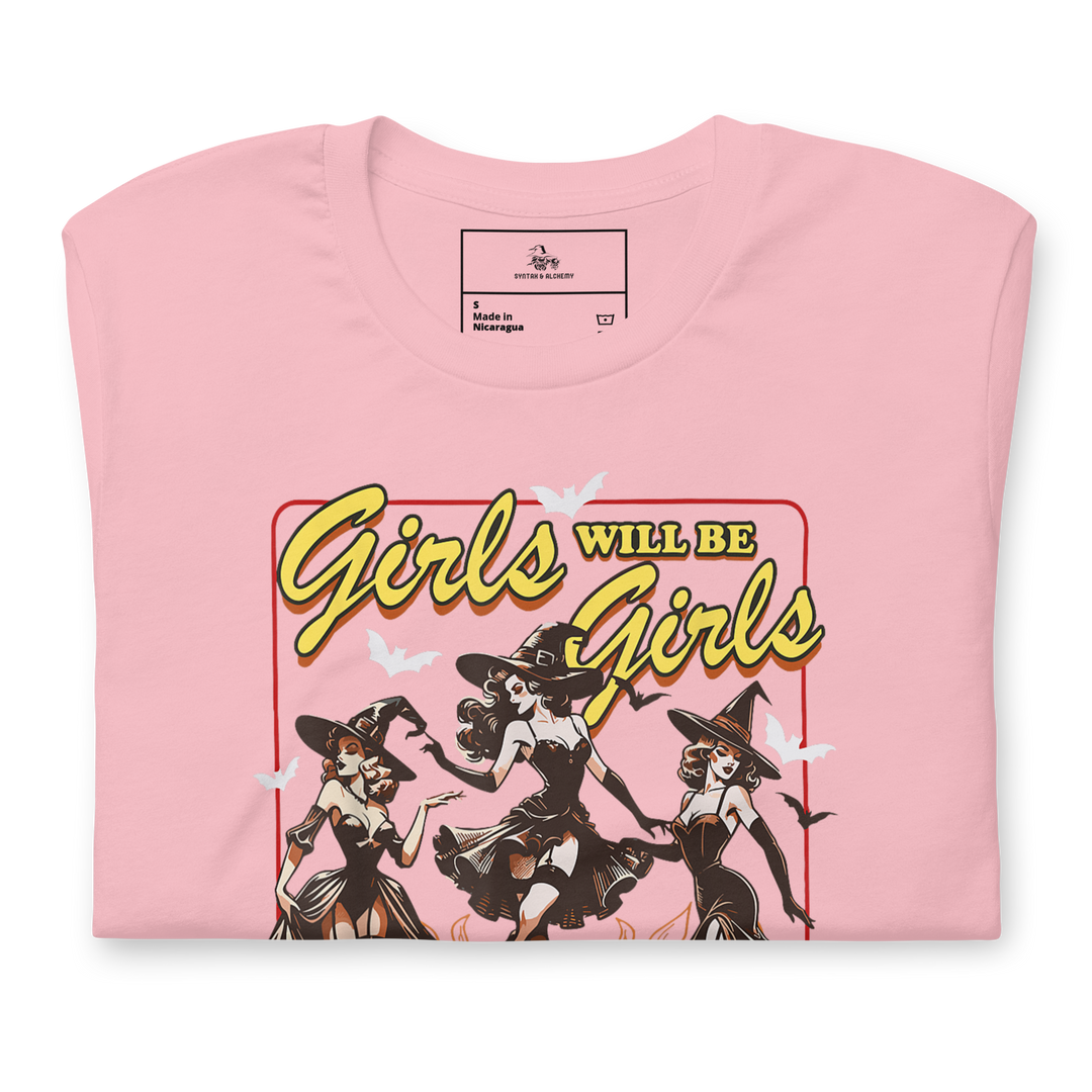 Girls Will Be Girls | Airlume Cotton T-Shirt Women's T-Shirt Syntax & Alchemy Pink S 