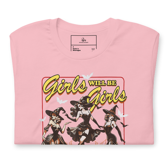 Girls Will Be Girls | Airlume Cotton T-Shirt Women's T-Shirt Syntax & Alchemy Pink S 