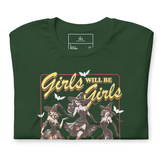 Girls Will Be Girls | Airlume Cotton T-Shirt Women's T-Shirt Syntax & Alchemy Forest S 