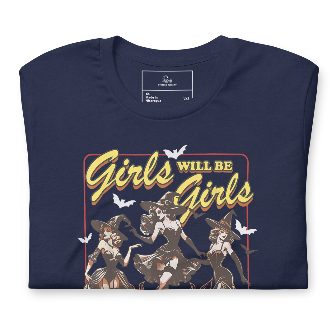 Girls Will Be Girls | Airlume Cotton T-Shirt Women's T-Shirt Syntax & Alchemy Navy XS 