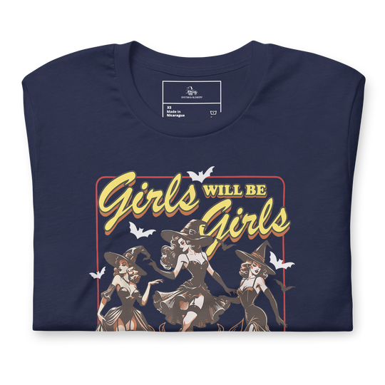 Girls Will Be Girls | Airlume Cotton T-Shirt Women's T-Shirt Syntax & Alchemy Navy XS 