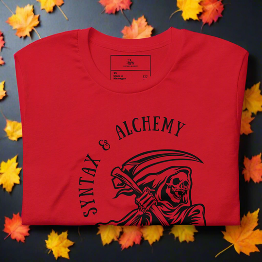 Grim Syntax | Airlume Cotton T-Shirt Women's T-Shirt Syntax & Alchemy Red XS 