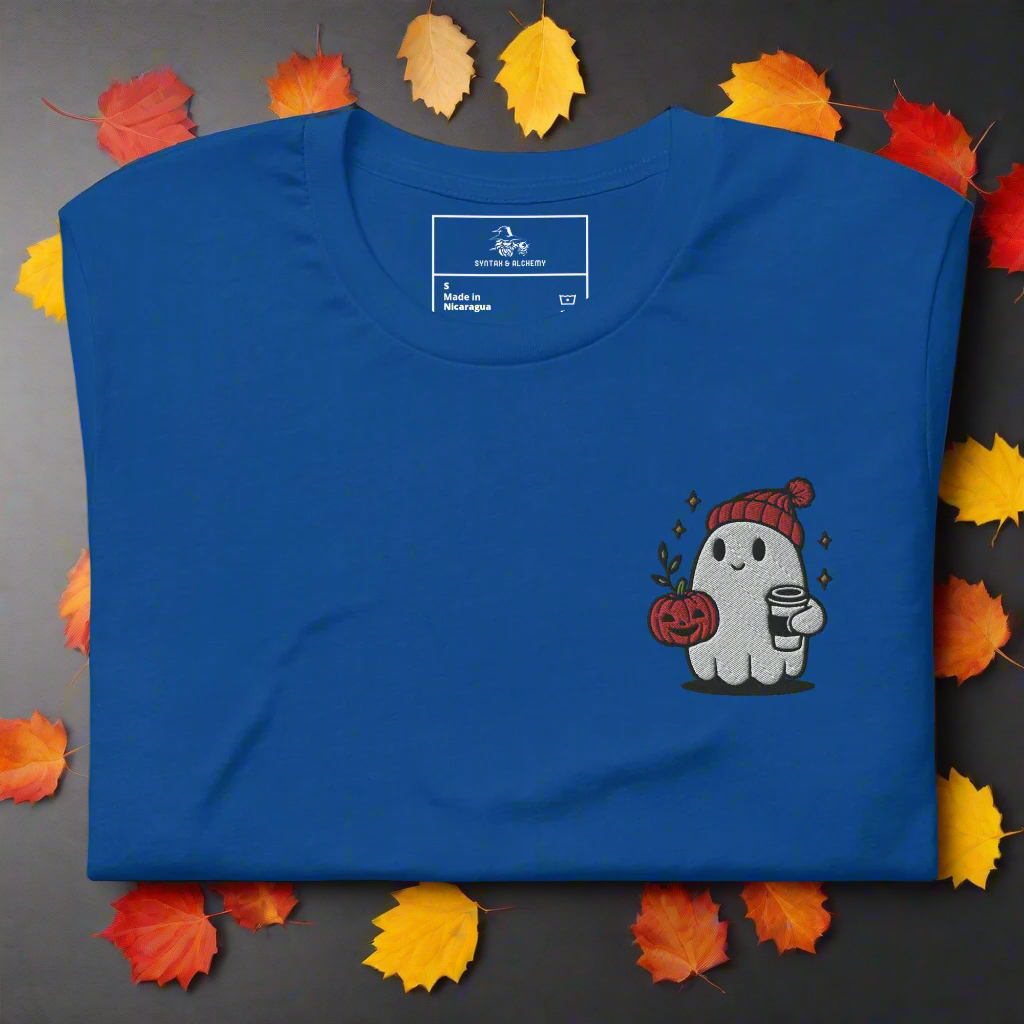 Ghost Hipster | Airlume Cotton T-Shirt | Embroidered - Syntax & Alchemy