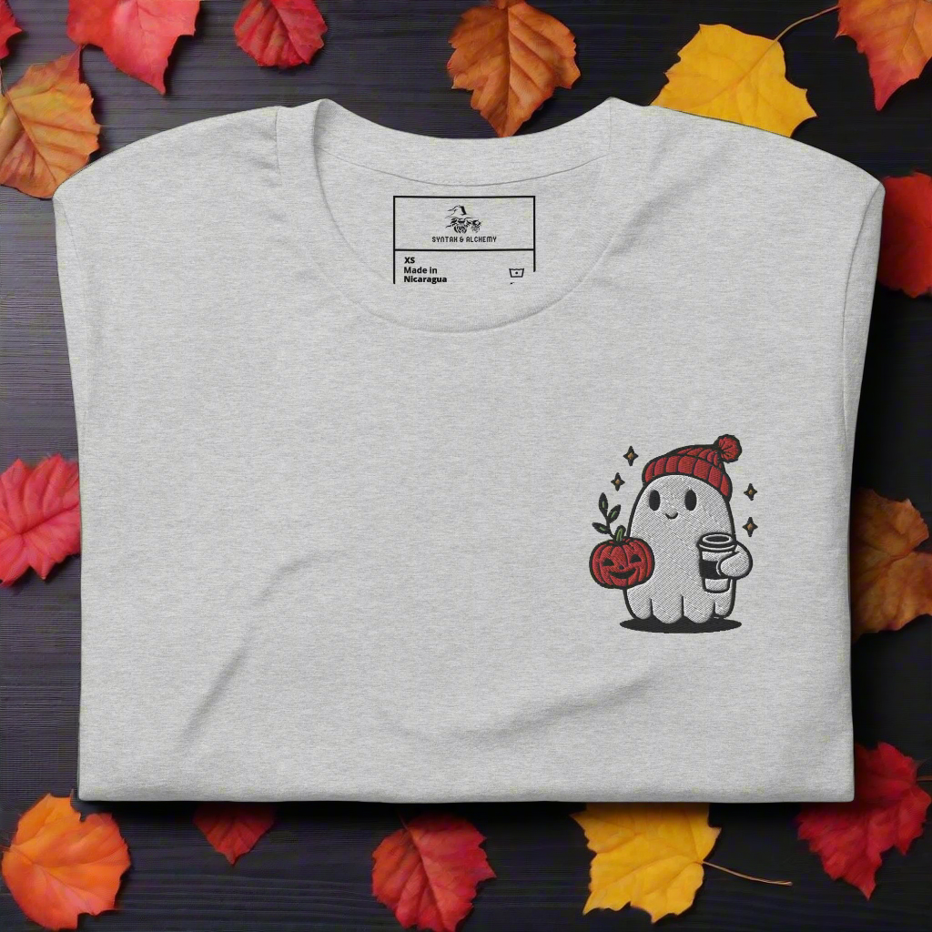 Ghost Hipster | Airlume Cotton T-Shirt | Embroidered - Syntax & Alchemy