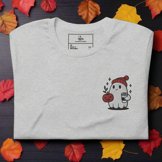 Ghost Hipster | Airlume Cotton T-Shirt | Embroidered - Syntax & Alchemy