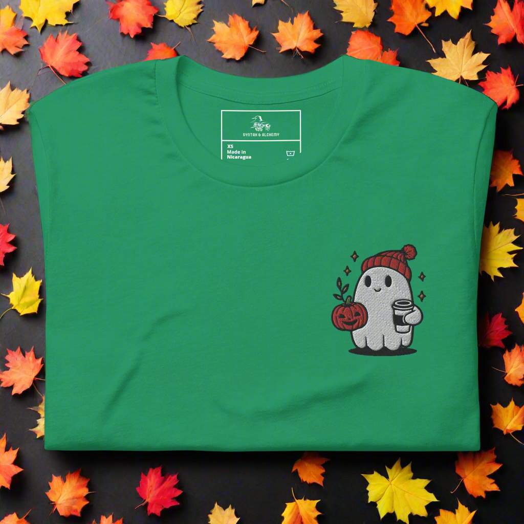 Ghost Hipster | Airlume Cotton T-Shirt | Embroidered - Syntax & Alchemy