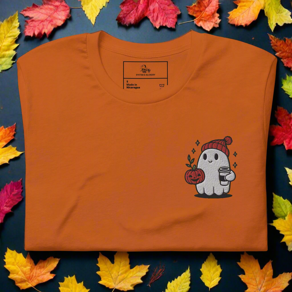 Ghost Hipster | Airlume Cotton T-Shirt | Embroidered - Syntax & Alchemy