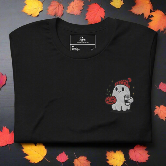Ghost Hipster | Airlume Cotton T-Shirt | Embroidered - Syntax & Alchemy