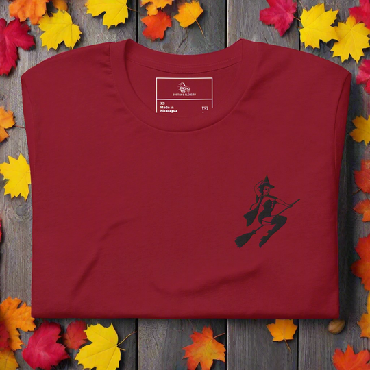 Broom Witch | Airlume Cotton T-Shirt | Embroidered - Syntax & Alchemy