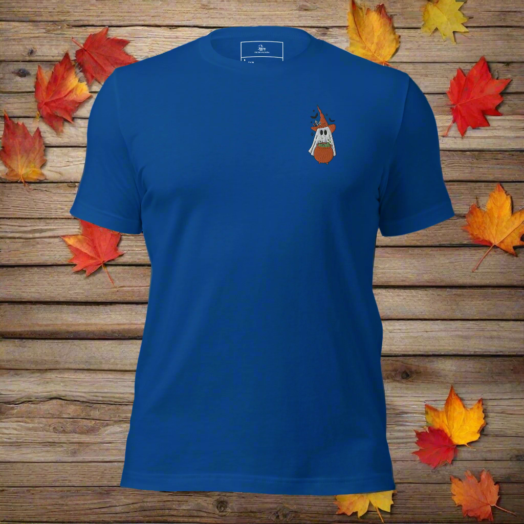 Ghost Cauldron | Airlume Cotton T-Shirt | Embroidered - Syntax & Alchemy