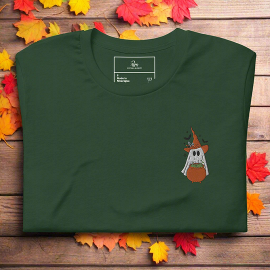 Ghost Cauldron | Airlume Cotton T-Shirt | Embroidered - Syntax & Alchemy