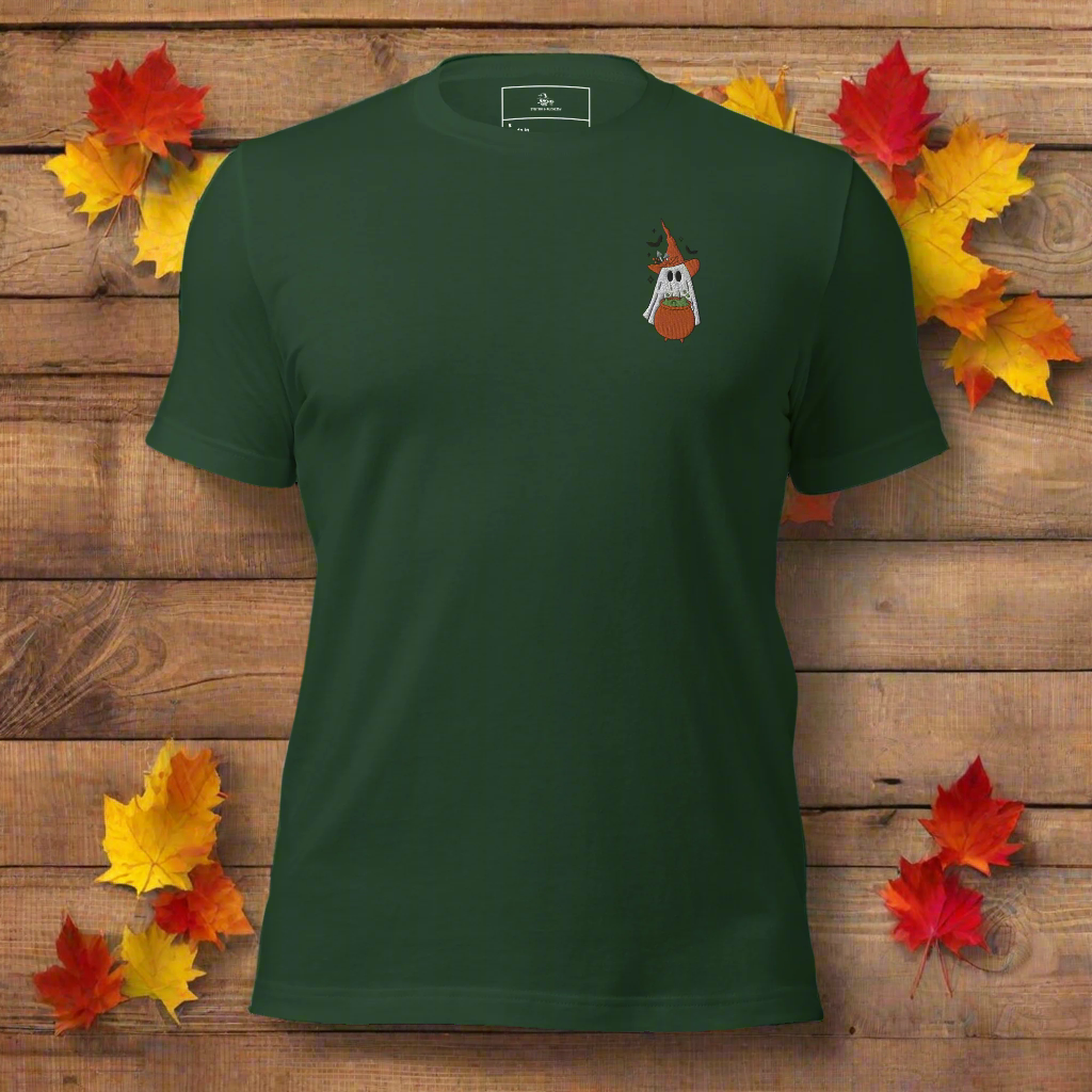 Ghost Cauldron | Airlume Cotton T-Shirt | Embroidered - Syntax & Alchemy