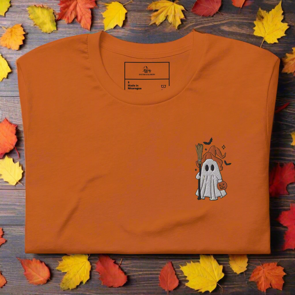 Ghost Witch | Airlume Cotton T-Shirt | Embroidered - Syntax & Alchemy