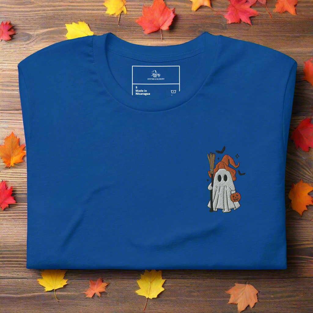 Ghost Witch | Airlume Cotton T-Shirt | Embroidered - Syntax & Alchemy