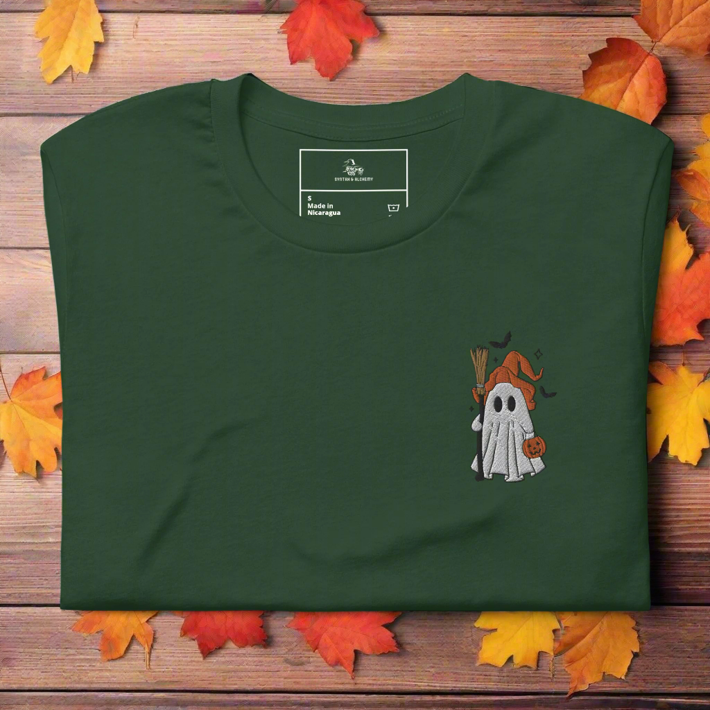 Ghost Witch | Airlume Cotton T-Shirt | Embroidered - Syntax & Alchemy