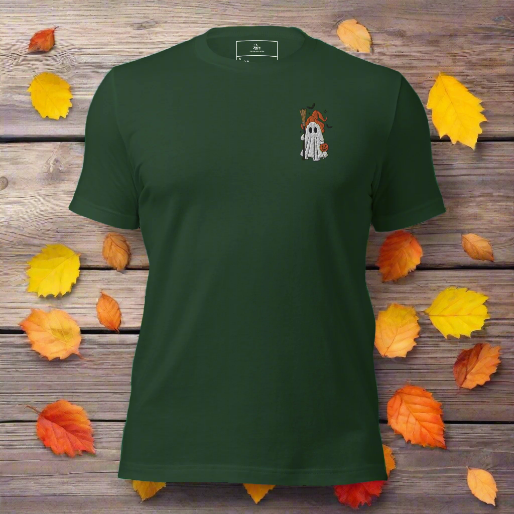 Ghost Witch | Airlume Cotton T-Shirt | Embroidered - Syntax & Alchemy