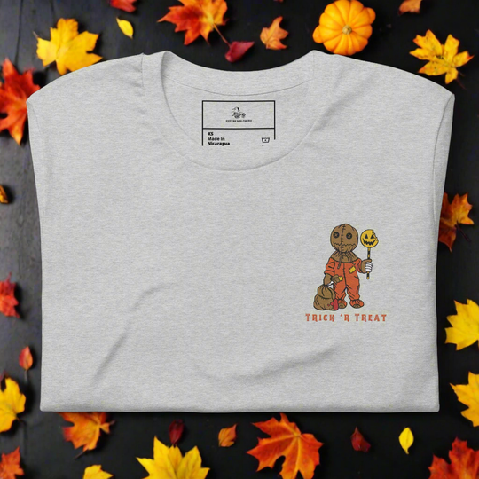 Samhain Trick 'r Treat | Airlume Cotton T-Shirt | Embroidered - Syntax & Alchemy