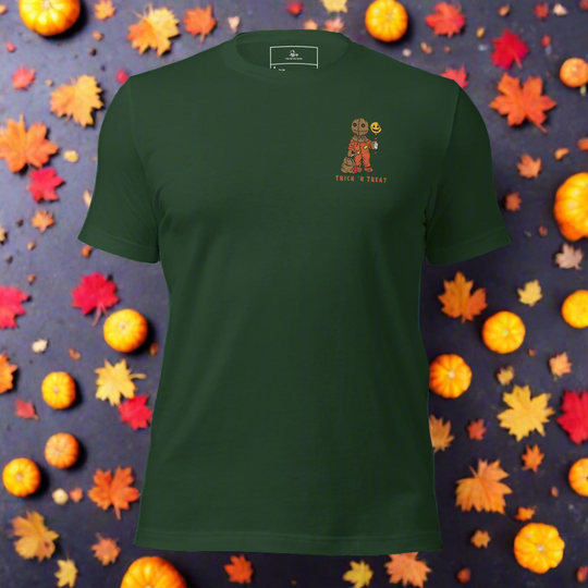 Samhain Trick 'r Treat | Airlume Cotton T-Shirt | Embroidered - Syntax & Alchemy