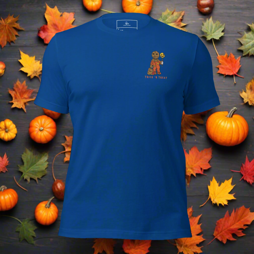 Samhain Trick 'r Treat | Airlume Cotton T-Shirt | Embroidered - Syntax & Alchemy