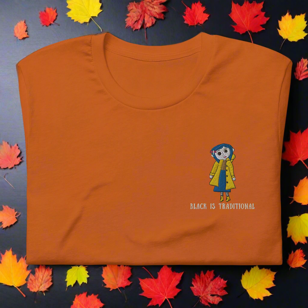 Black Is Traditional | Airlume Cotton T-Shirt | Embroidered | White Variant - Syntax & Alchemy