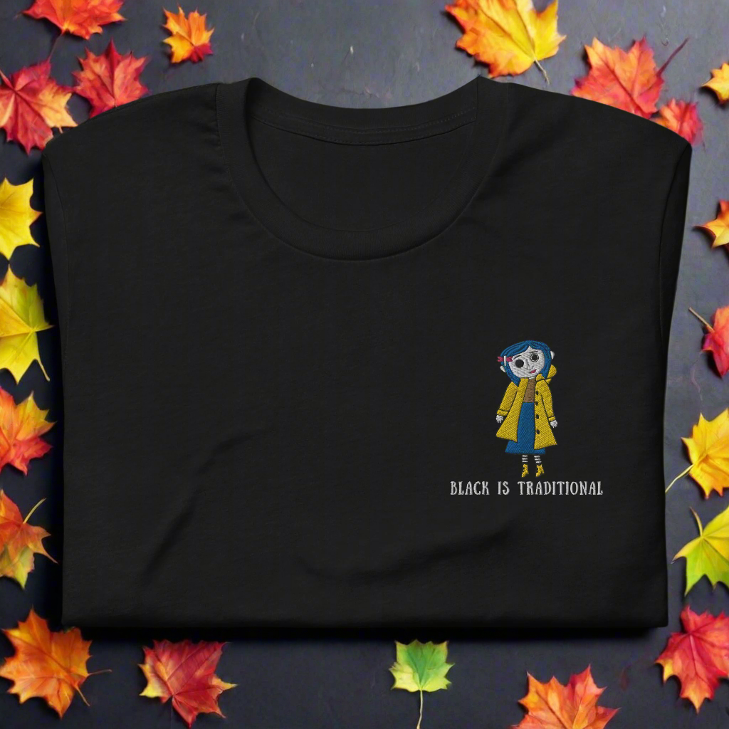 Black Is Traditional | Airlume Cotton T-Shirt | Embroidered | White Variant - Syntax & Alchemy