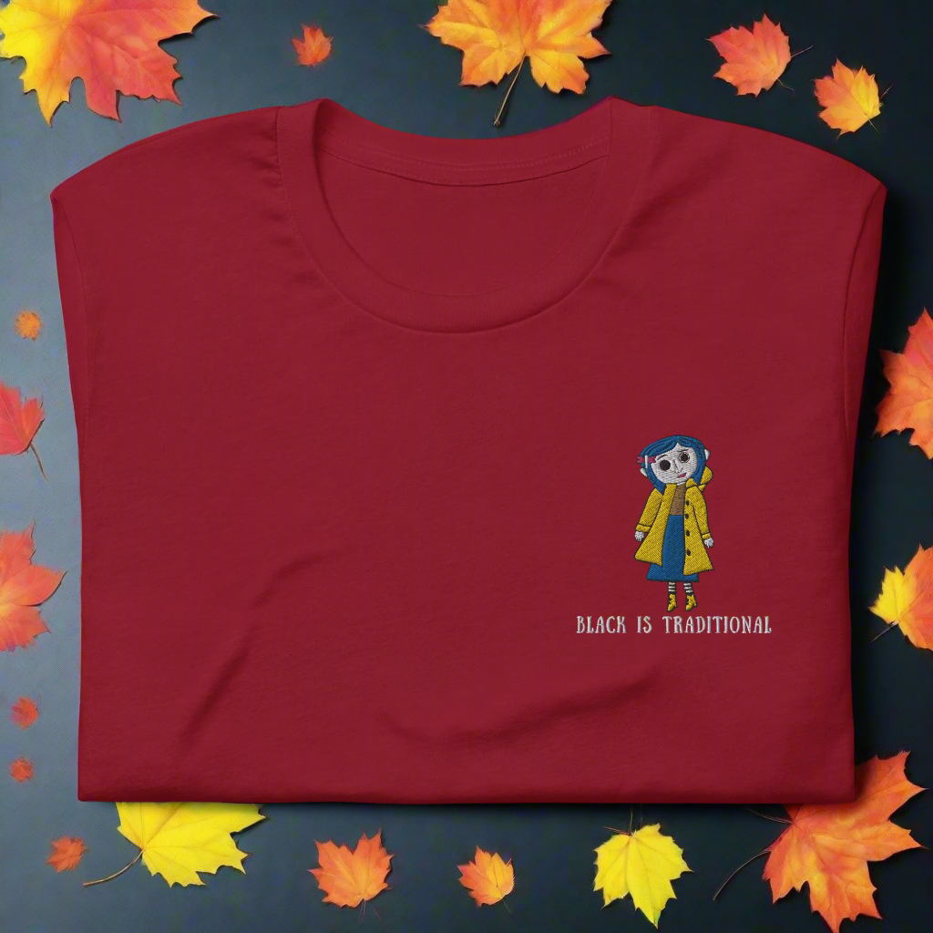 Black Is Traditional | Airlume Cotton T-Shirt | Embroidered | White Variant - Syntax & Alchemy