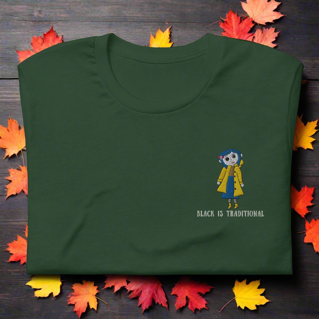 Black Is Traditional | Airlume Cotton T-Shirt | Embroidered | White Variant - Syntax & Alchemy