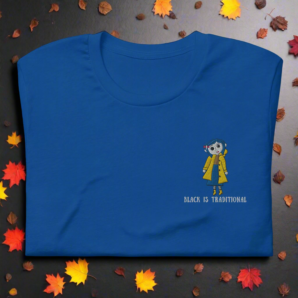 Black Is Traditional | Airlume Cotton T-Shirt | Embroidered | White Variant - Syntax & Alchemy