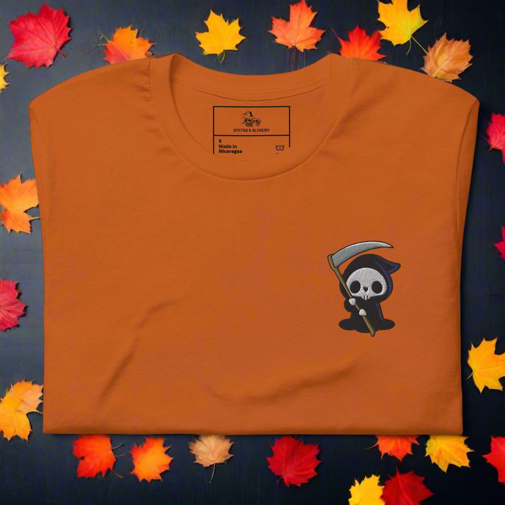 Grim Reaper | Airlume Cotton T-Shirt | Embroidered - Syntax & Alchemy
