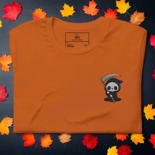Grim Reaper | Airlume Cotton T-Shirt | Embroidered - Syntax & Alchemy