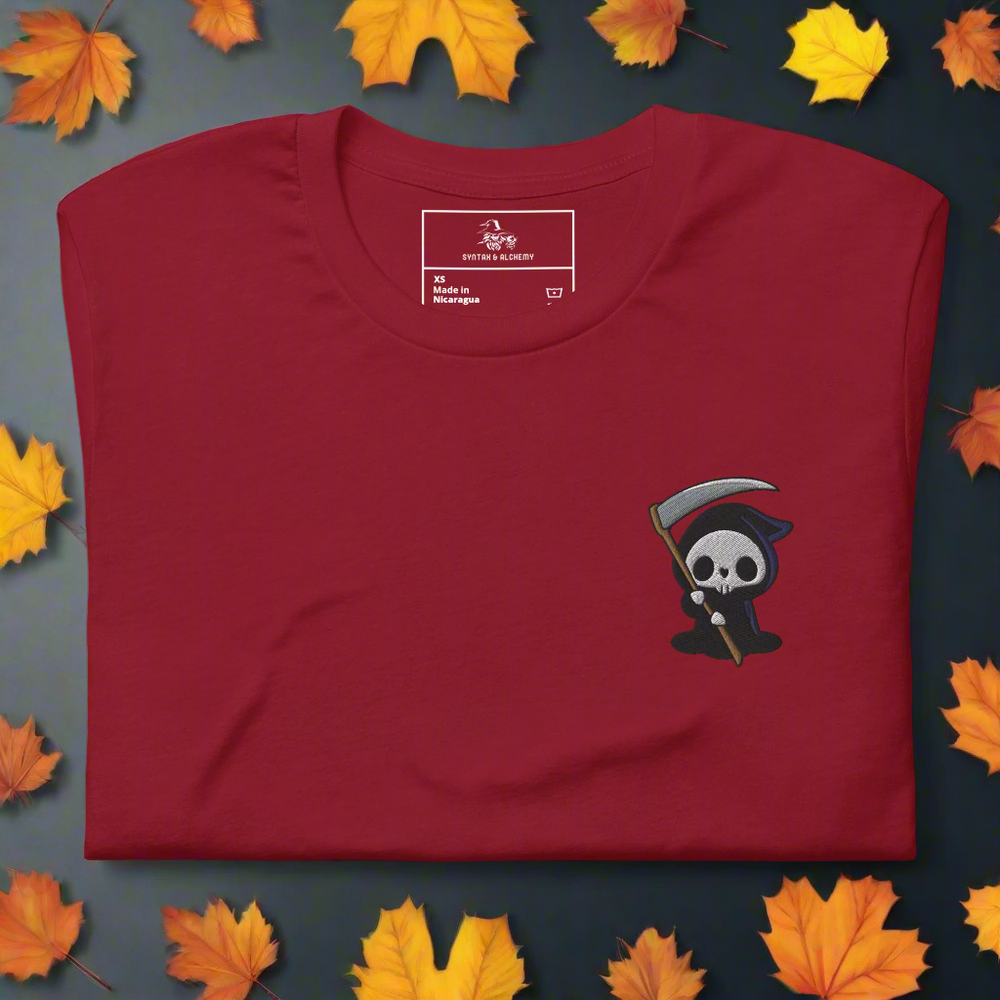 Grim Reaper | Airlume Cotton T-Shirt | Embroidered - Syntax & Alchemy