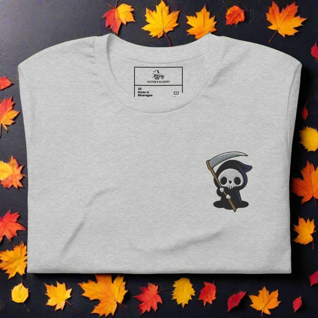 Grim Reaper | Airlume Cotton T-Shirt | Embroidered - Syntax & Alchemy