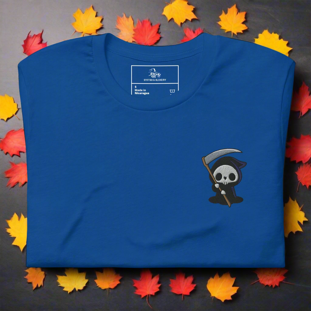 Grim Reaper | Airlume Cotton T-Shirt | Embroidered - Syntax & Alchemy