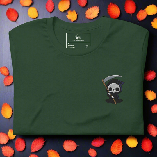 Grim Reaper | Airlume Cotton T-Shirt | Embroidered - Syntax & Alchemy