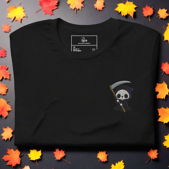 Grim Reaper | Airlume Cotton T-Shirt | Embroidered - Syntax & Alchemy