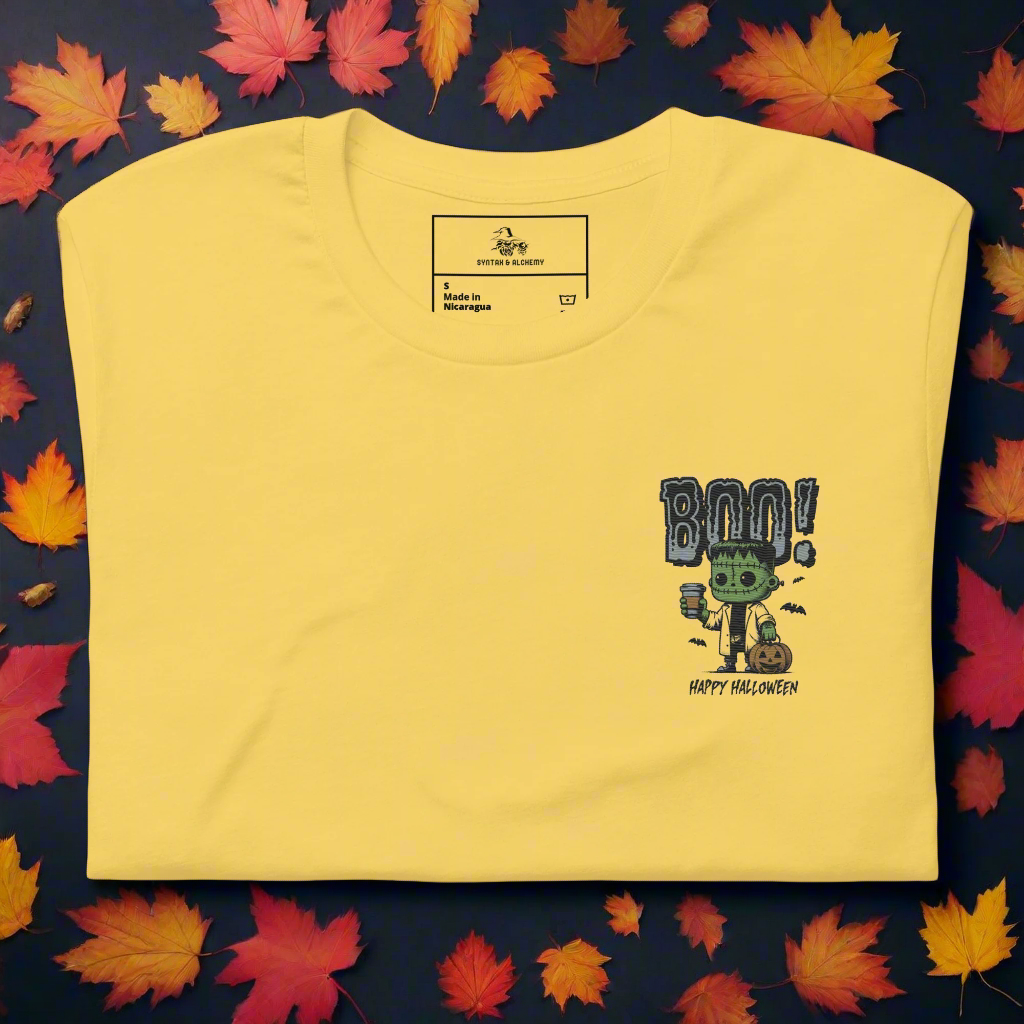 Frankenstein Boo | Airlume Cotton T-Shirt | Embroidered - Syntax & Alchemy