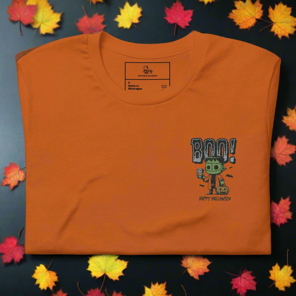 Frankenstein Boo | Airlume Cotton T-Shirt | Embroidered - Syntax & Alchemy