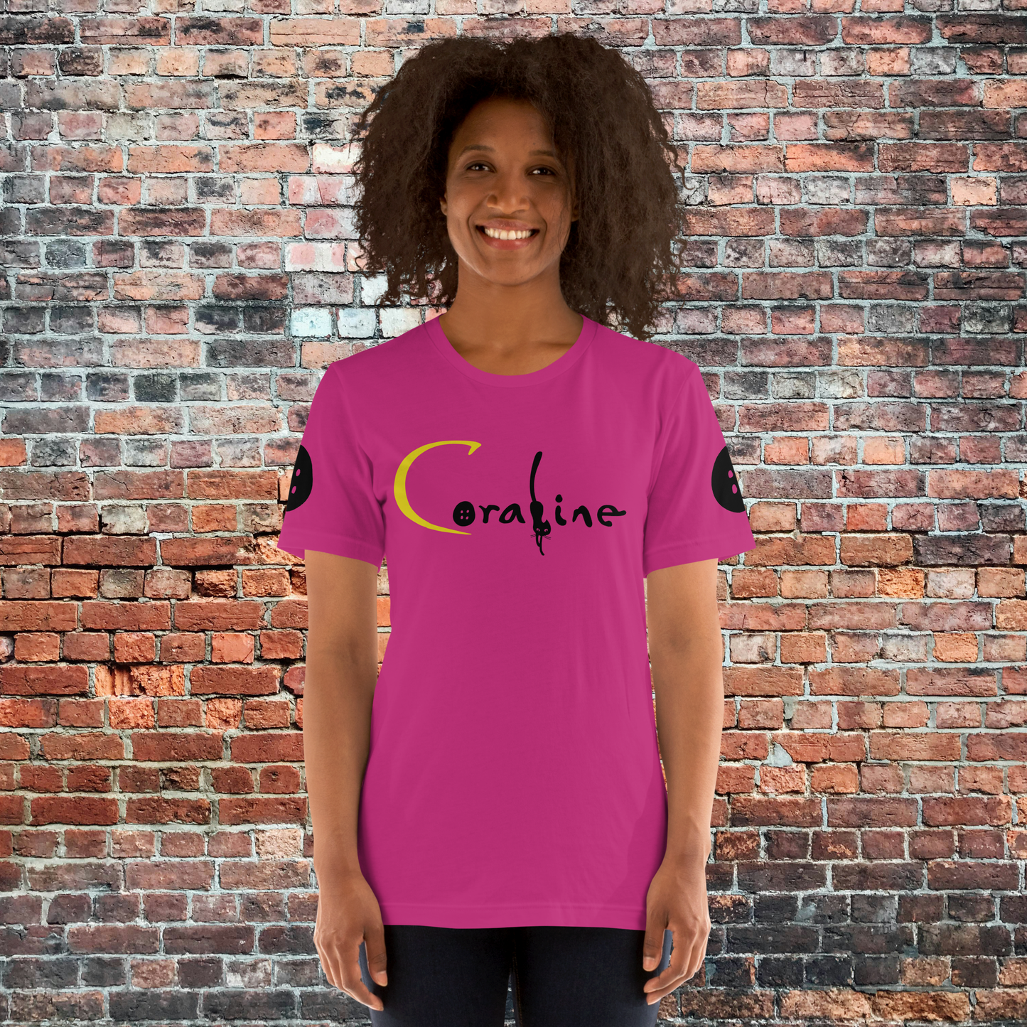 Coraline | Airlume Cotton T-Shirt | Button Sleeves Women's T-Shirt Syntax & Alchemy   