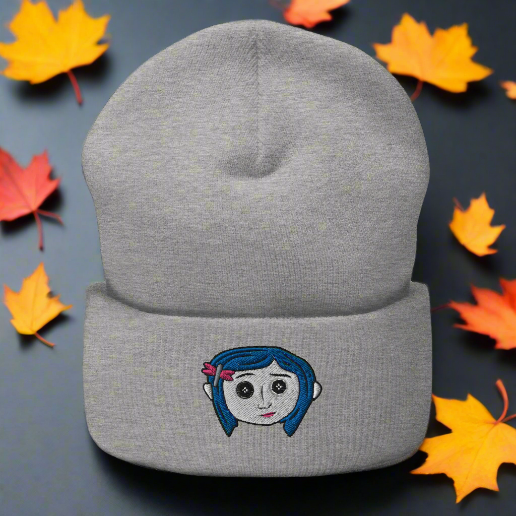 Coraline Button Eyes | Cuffed Beanie Cuffed Beanie Syntax & Alchemy Heather Grey  