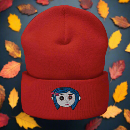 Coraline Button Eyes | Cuffed Beanie Cuffed Beanie Syntax & Alchemy Red  