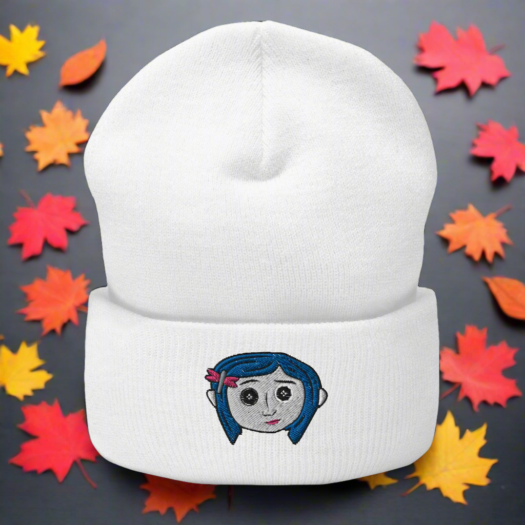 Coraline Button Eyes | Cuffed Beanie Cuffed Beanie Syntax & Alchemy White  