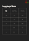 the leggings sizes chart for a women's leggings size chart