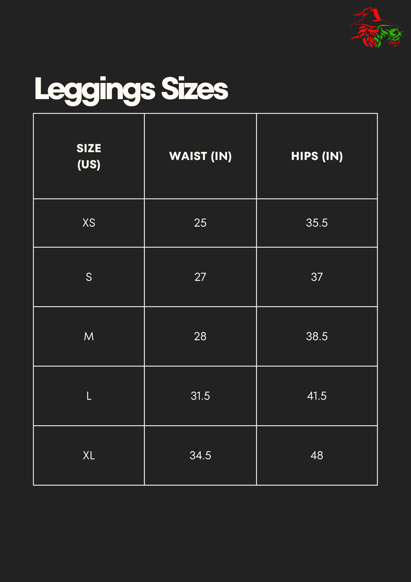 the leggings sizes chart for a women's leggings size chart