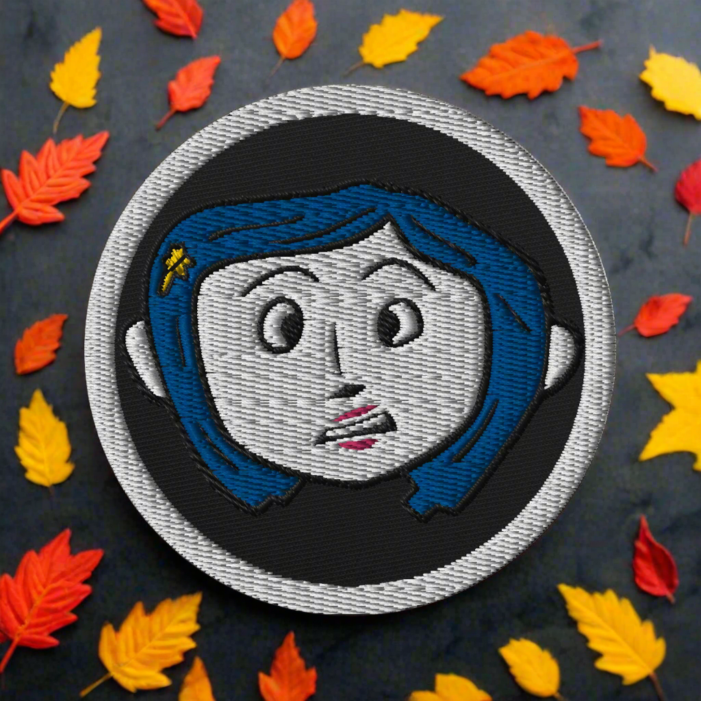 Coraline Face | Embroidered Patch Patches Syntax & Alchemy Black  