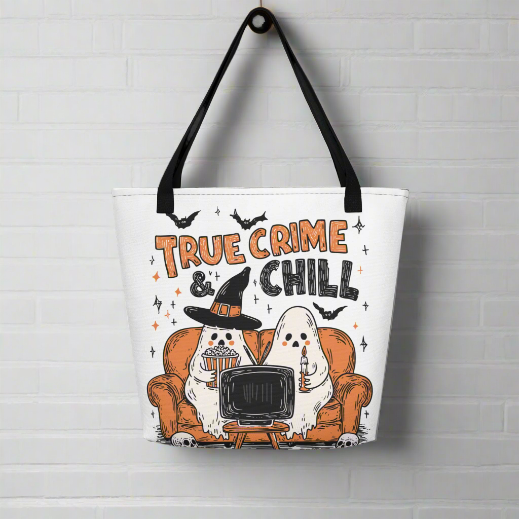 True Crime & Chill | Large Tote Bag - Syntax & Alchemy