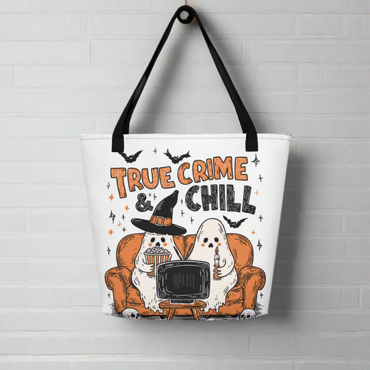 True Crime & Chill | Large Tote Bag - Syntax & Alchemy