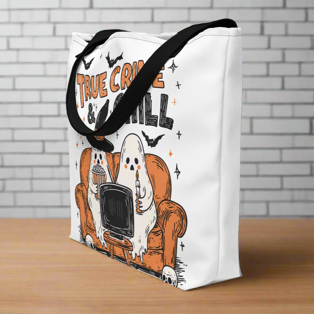 True Crime & Chill | Large Tote Bag - Syntax & Alchemy