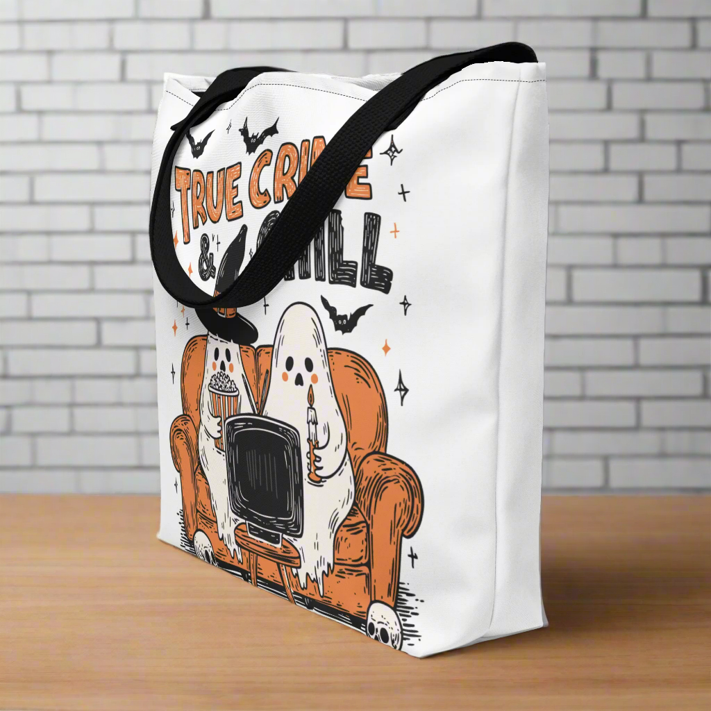 True Crime & Chill | Large Tote Bag - Syntax & Alchemy