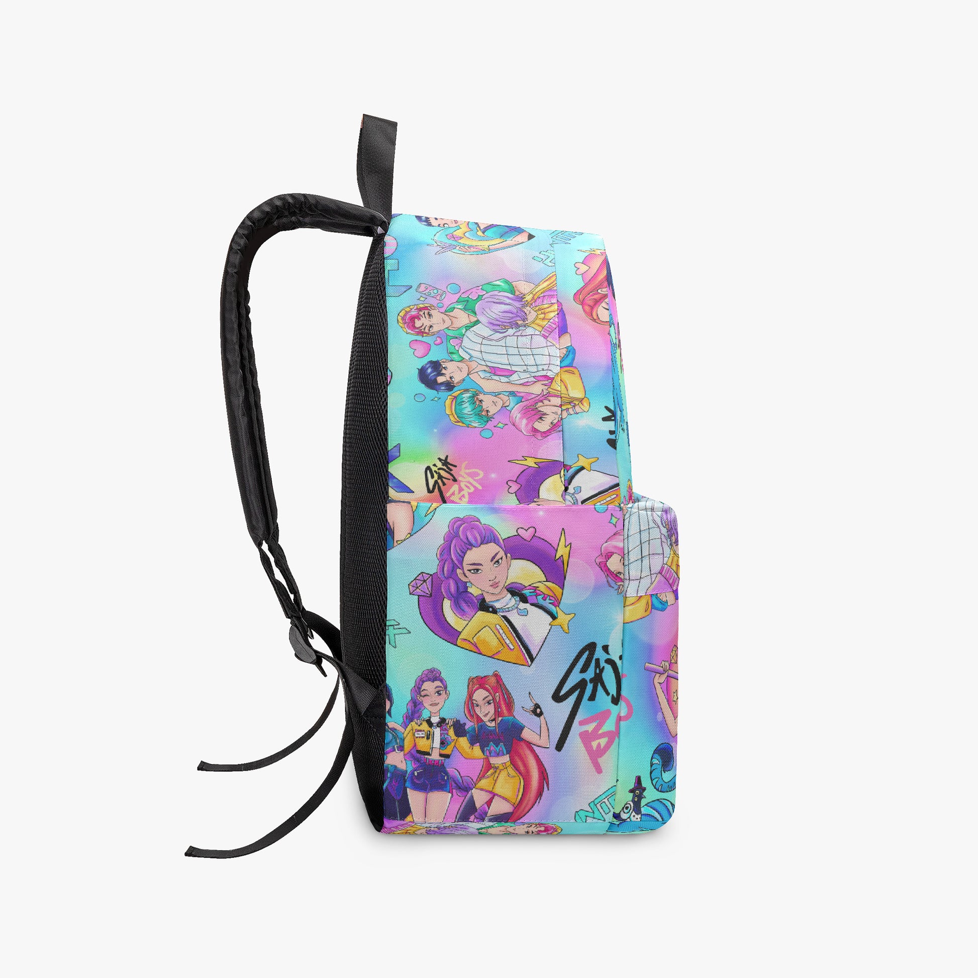 K-Pop Demon Hunter x Huntrix Edition | Ergonomic Backpack - Syntax & Alchemy - • All-over-print type. • Designed For Unisex.• Classic and smooth zipper closure.• Made of high-quality polyester fabric.• Suggested Designed File Size: 4800 x 4800px, 200dpi.• Designed files format: JPEG/PNG, only in RGB color modes.• Ultra-large interior capacity for the storage of daily must-haves.