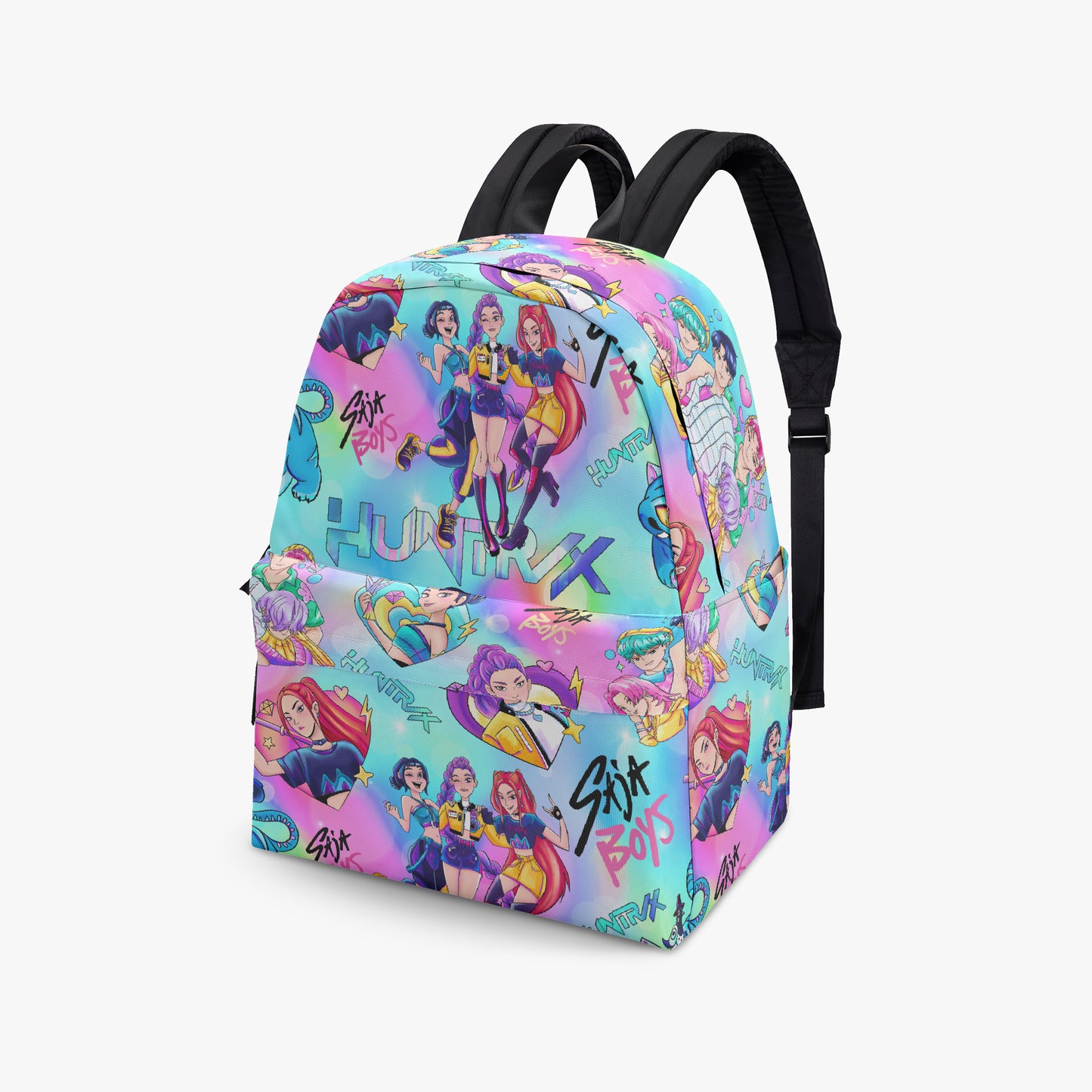 K-Pop Demon Hunter x Huntrix Edition | Ergonomic Backpack - Syntax & Alchemy - • All-over-print type. • Designed For Unisex.• Classic and smooth zipper closure.• Made of high-quality polyester fabric.• Suggested Designed File Size: 4800 x 4800px, 200dpi.• Designed files format: JPEG/PNG, only in RGB color modes.• Ultra-large interior capacity for the storage of daily must-haves.